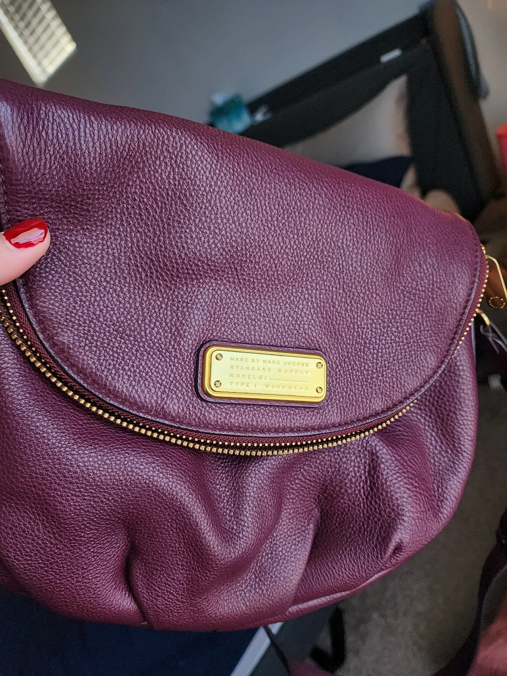 Marc by Marc Jacobs Plum Pebbled Leather Crossbody with Gold Hardware - Picture 6 of 6